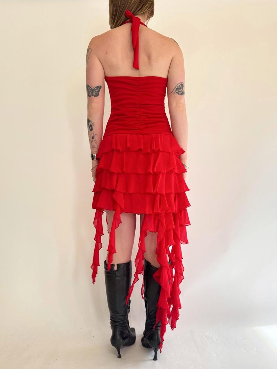 vintage halter ruffled dress