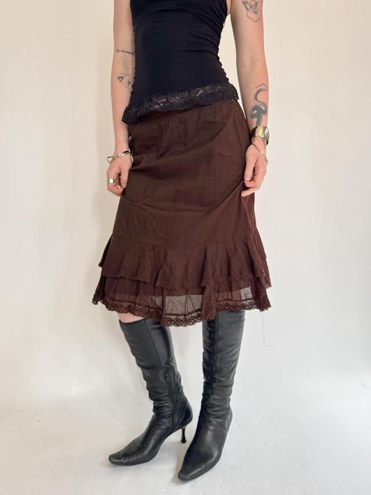 vintage ruffled tiered skirt
