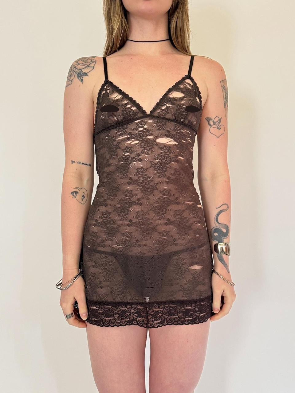 vintage distressed lace babydoll cami