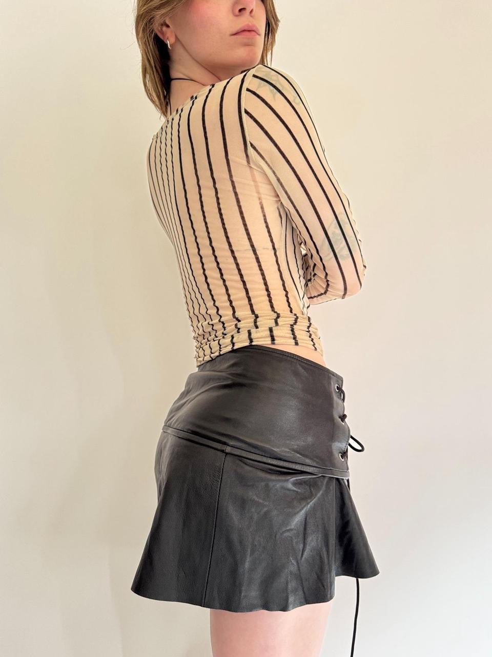 vintage striped micro mesh top