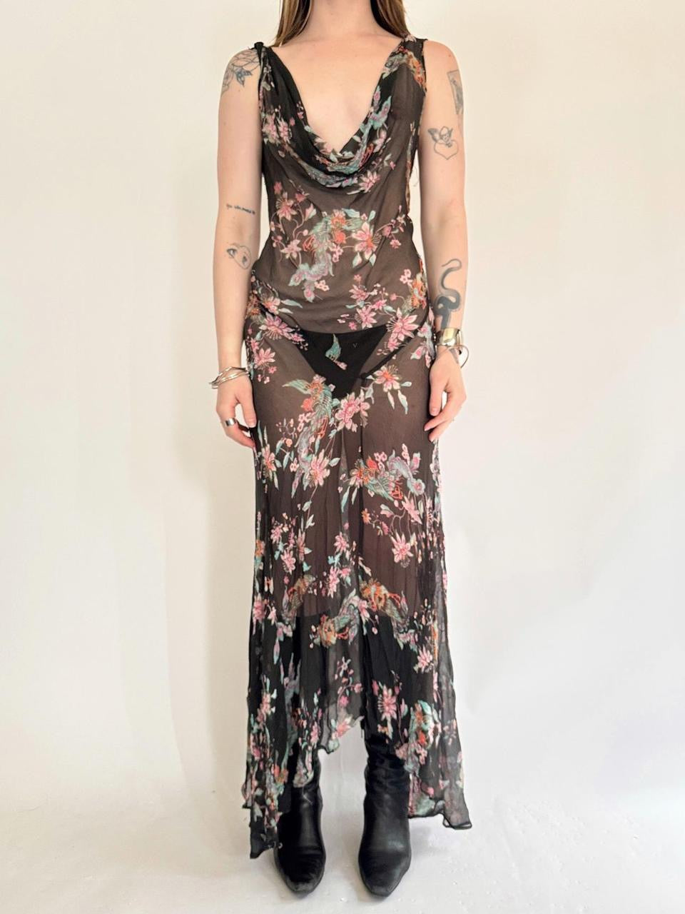 vintage silk beaded maxi dress