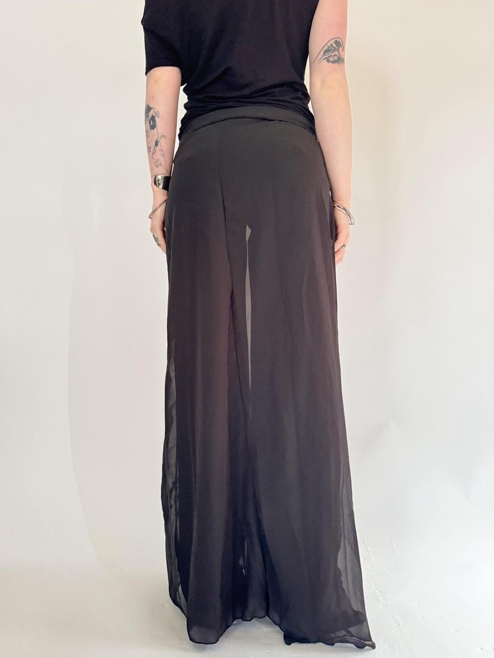 vintage black maxi wrap skirt