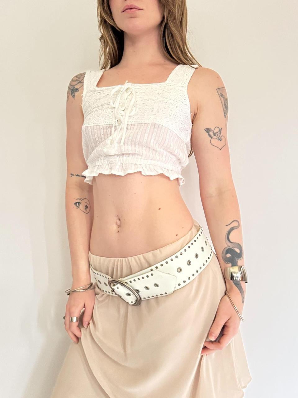 vintage pointelle coquette tank