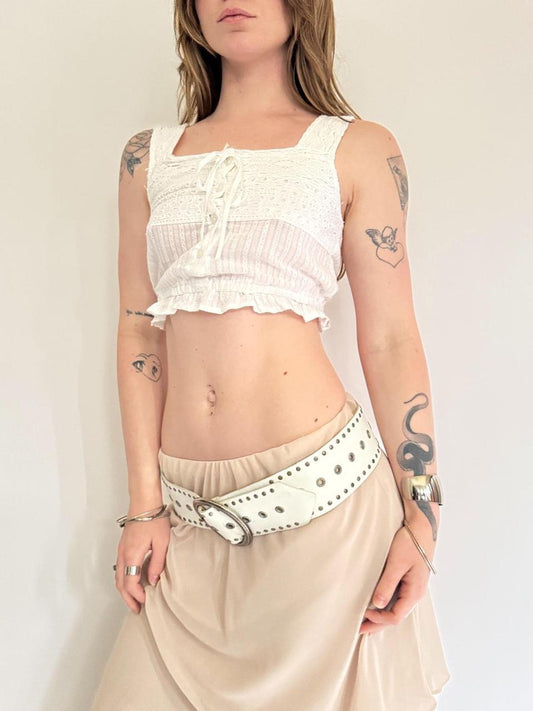 vintage pointelle coquette tank