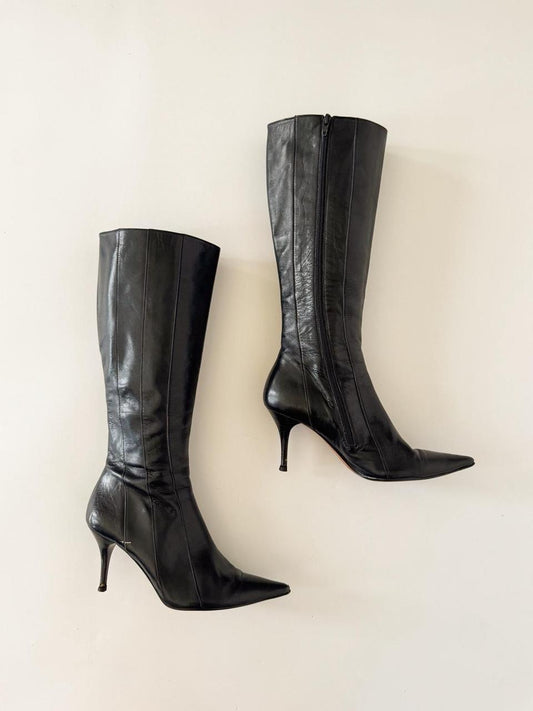 vintage leather heeled boots