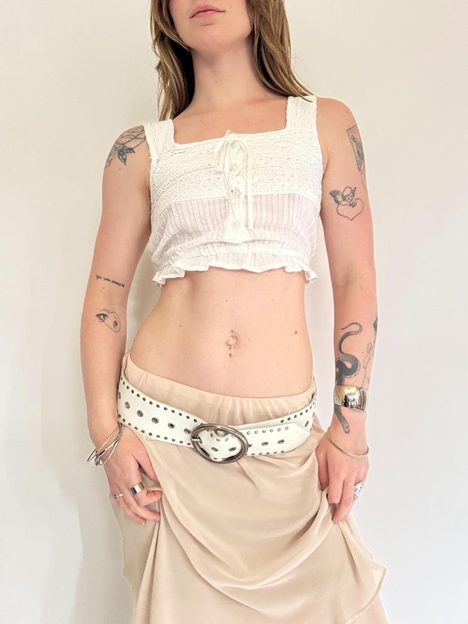 vintage pointelle coquette tank