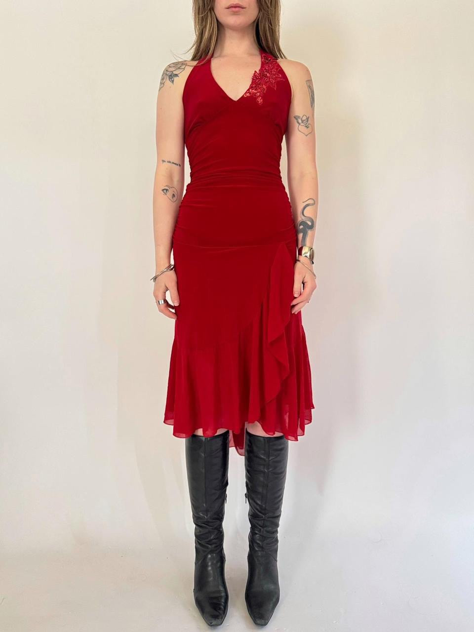 vintage halter beaded dress