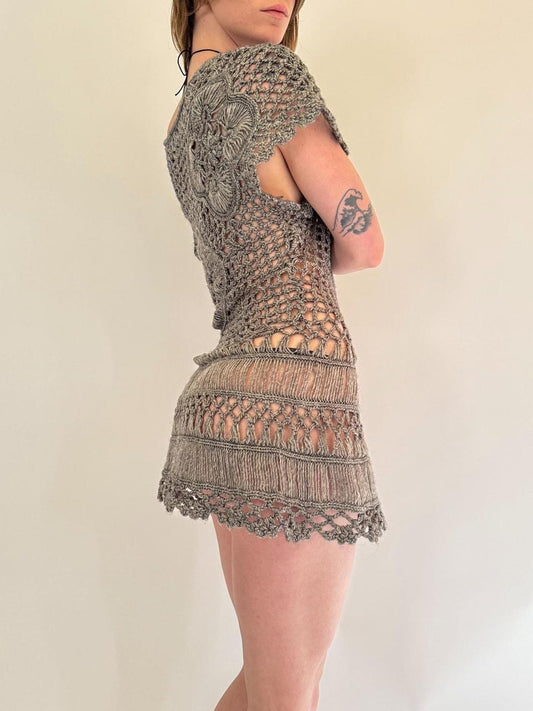 vintage mini crochet dress