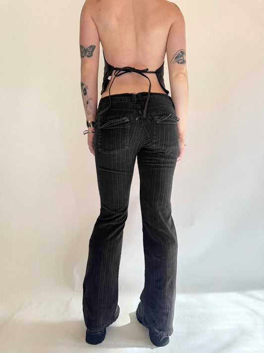 vintage low rise flare corduroy pants