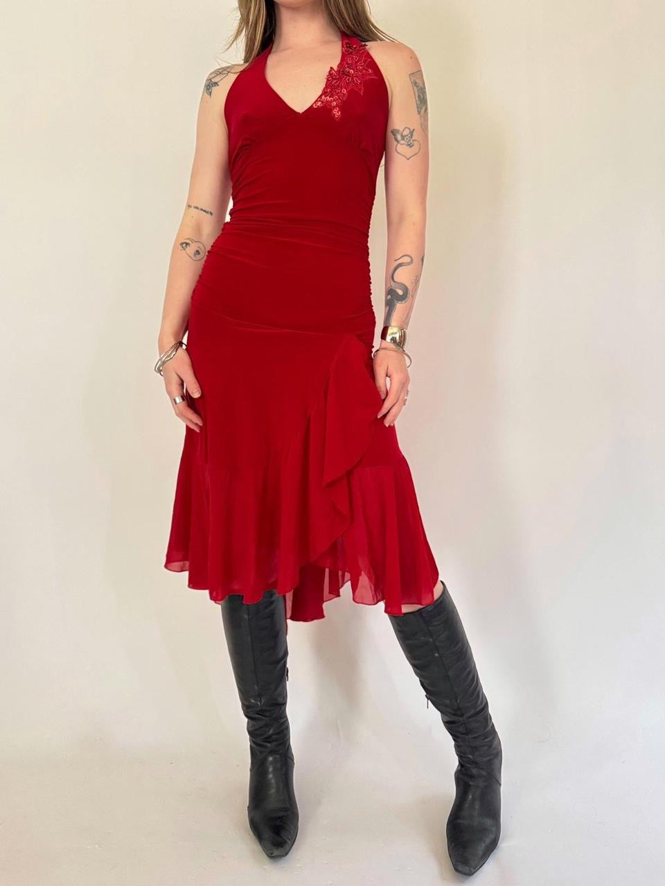 vintage halter beaded dress
