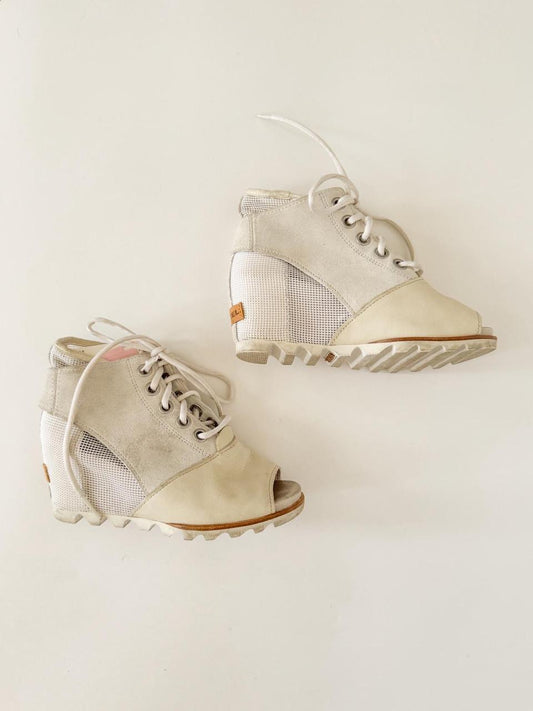 vintage leather wedge boots
