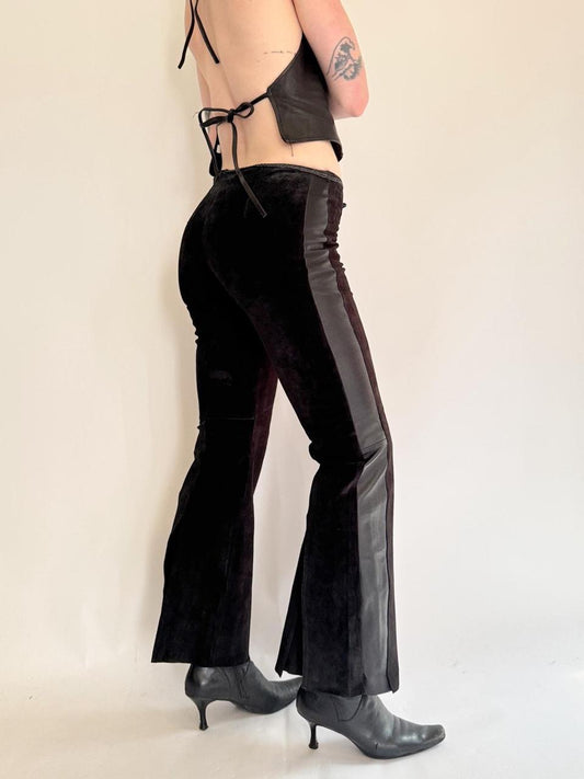 vintage low rise flare leather pants