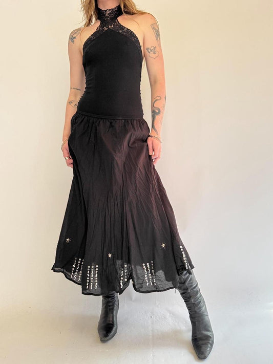 vintage studded midi skirt