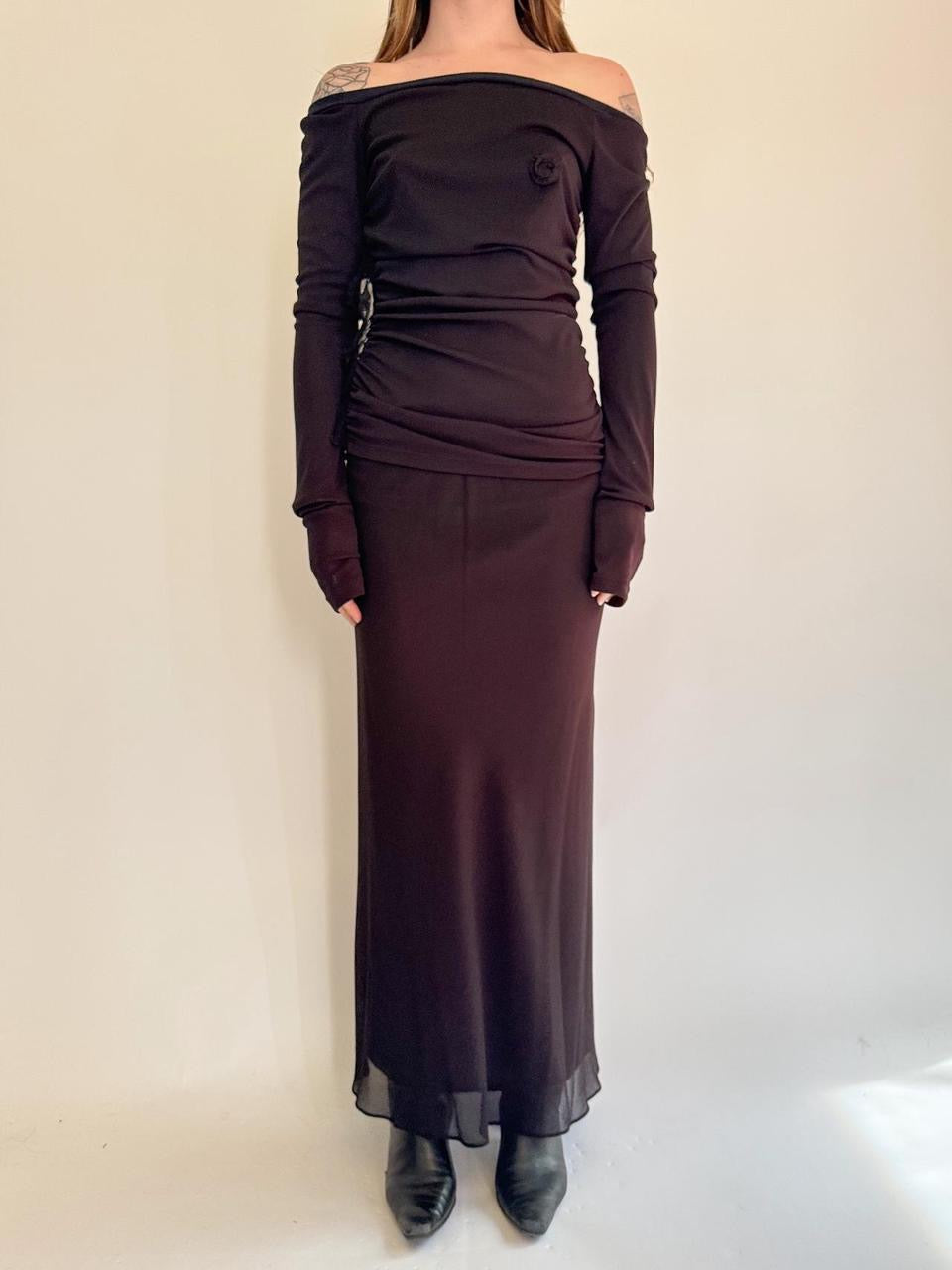 vintage ruffled maxi skirt