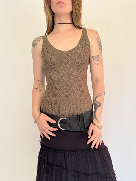 vintage knit crochet tank