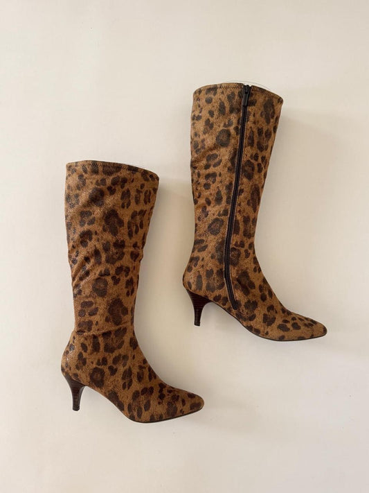 vintage cheetah kitten boots