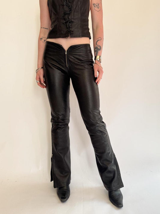 vintage low rise leather pants