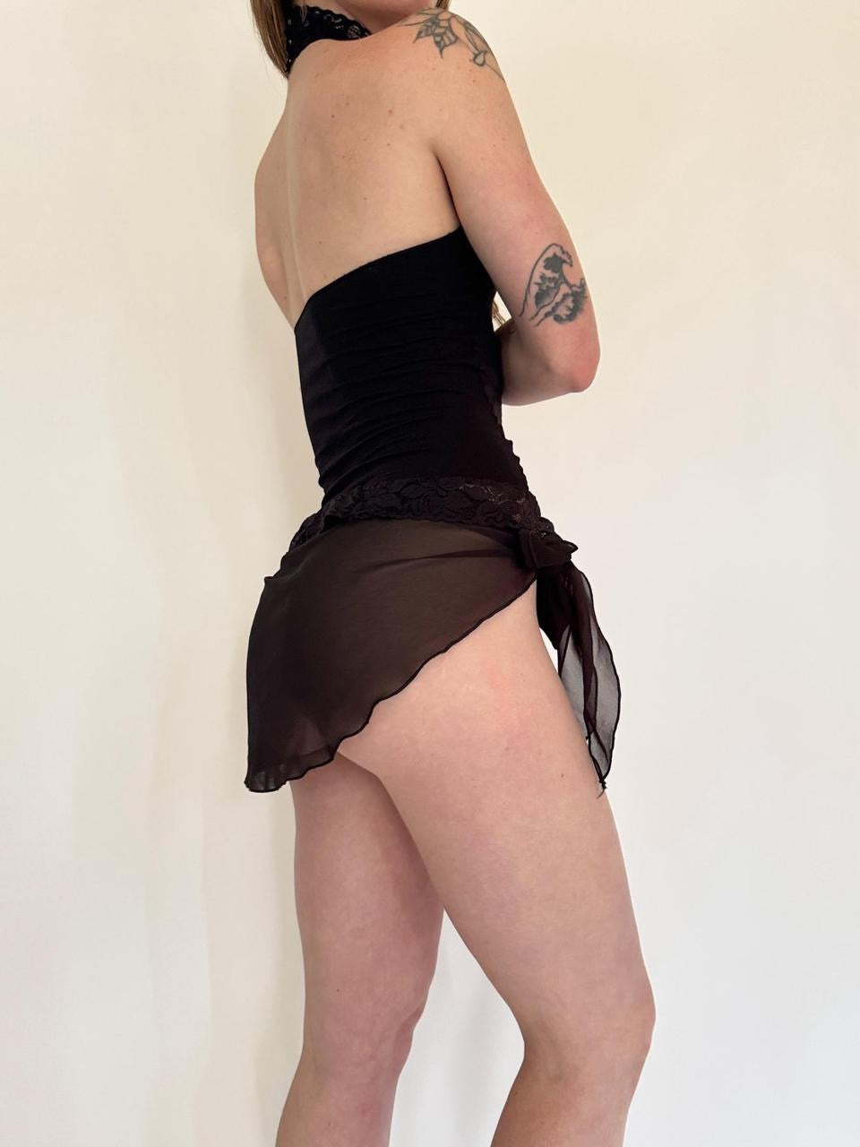 vintage sheer mesh mini skirt
