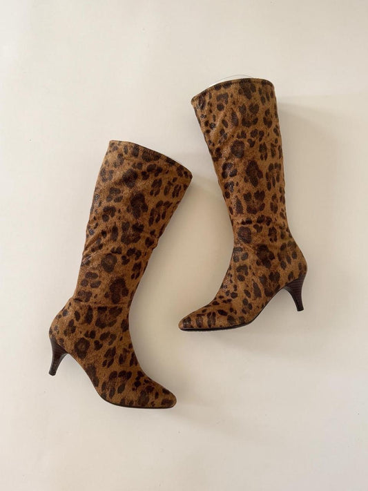vintage cheetah kitten boots