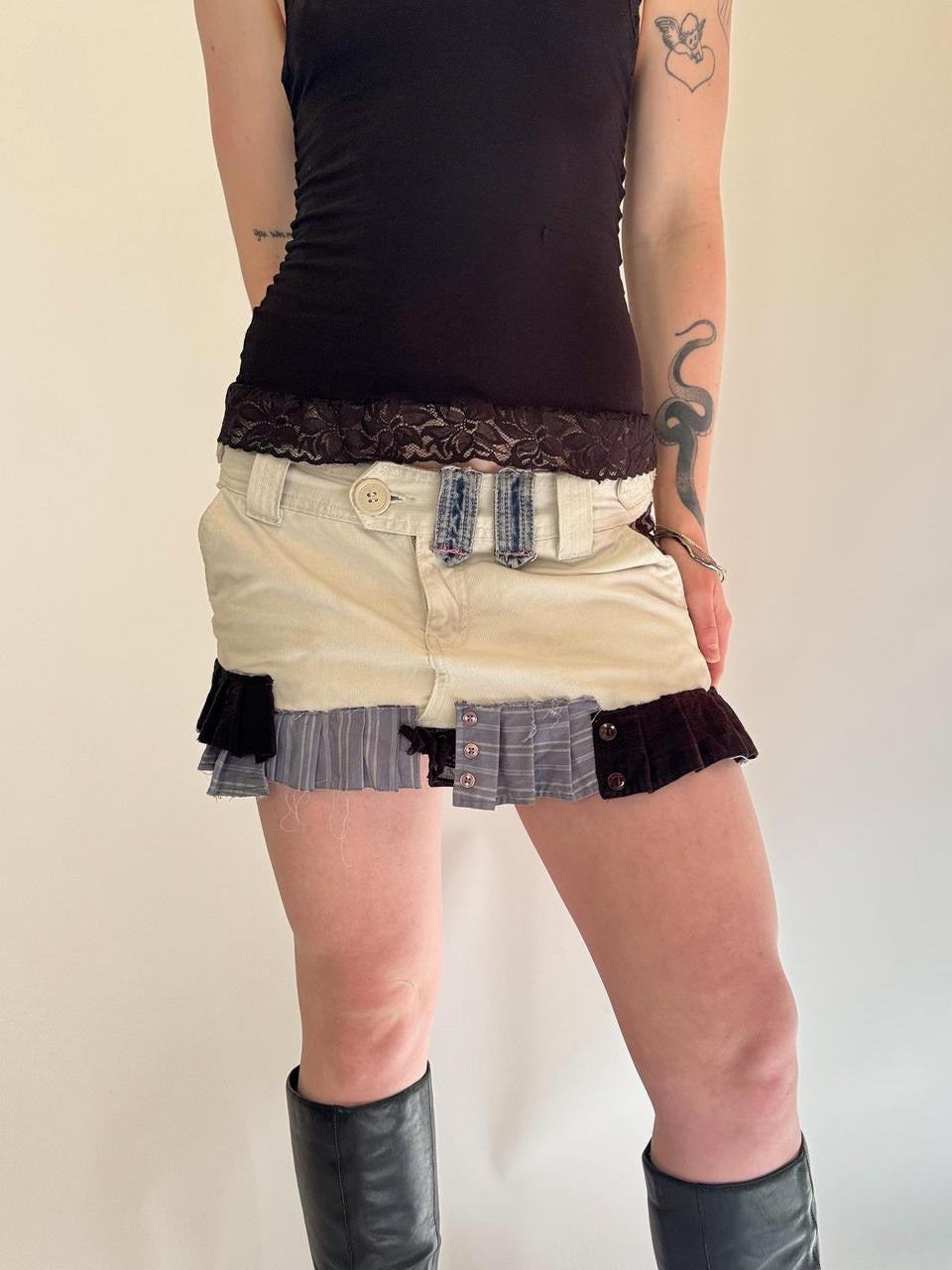 vintage pleated micro mini skirt