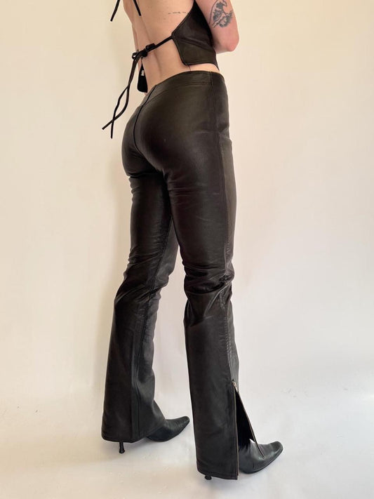 vintage low rise leather pants