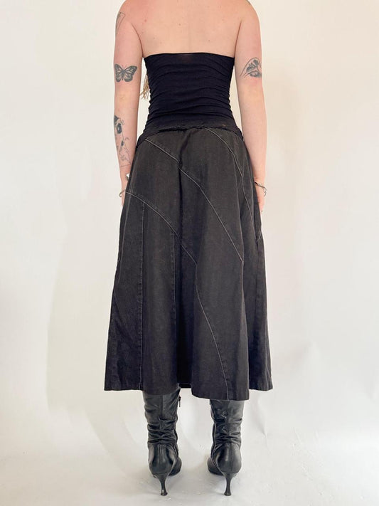 vintage subversive denim midi skirt