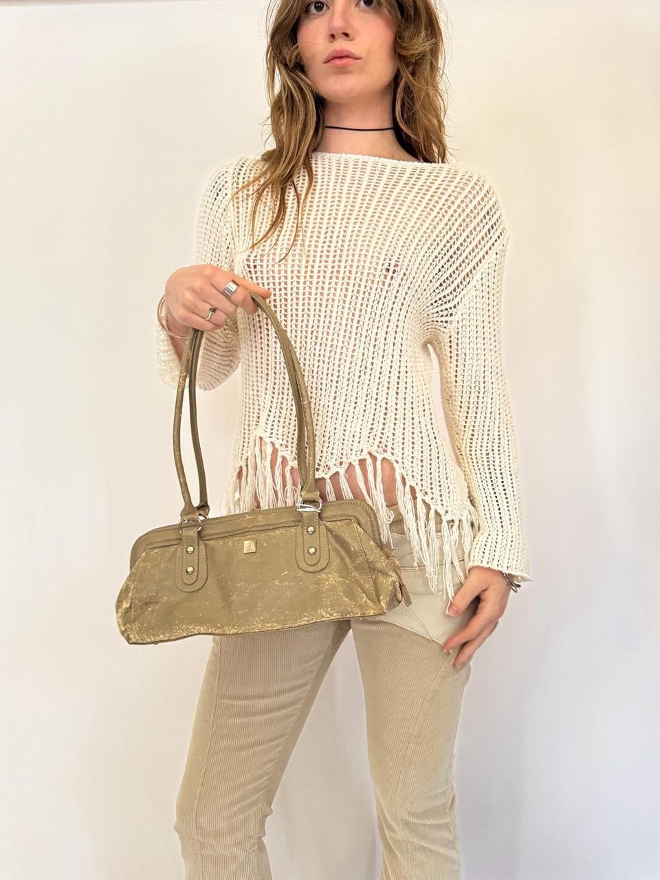 vintage leather distressed shoulder bag