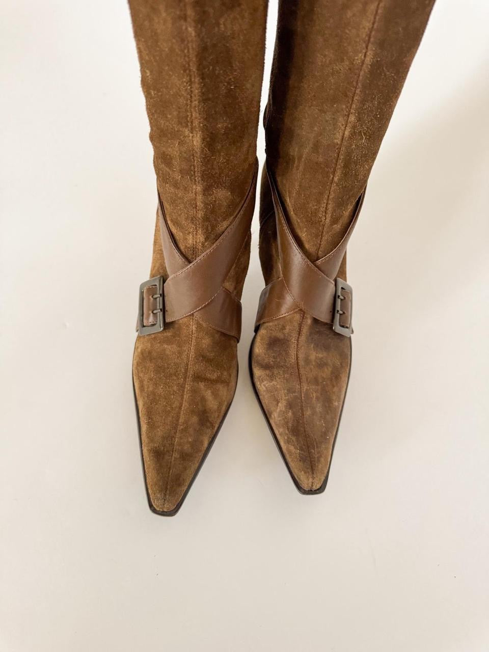 vintage suede kitten heel boots