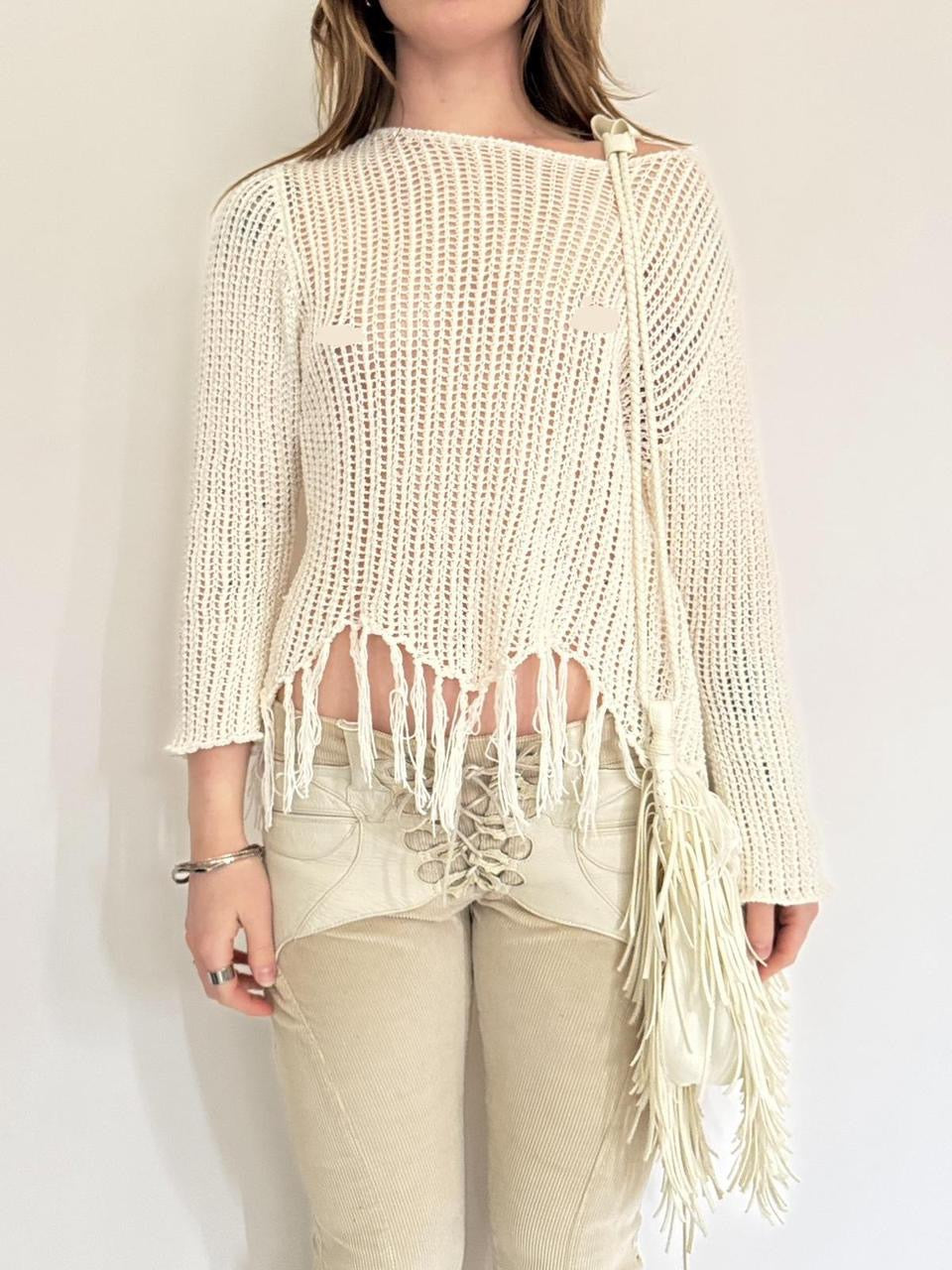 vintage white crochet sweater