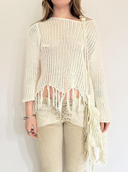 vintage white crochet sweater