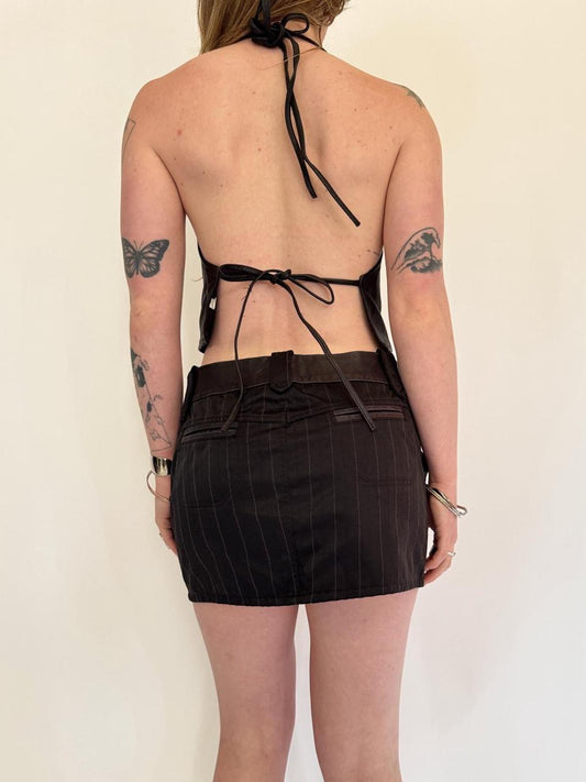 vintage diesel leather micro mini skirt
