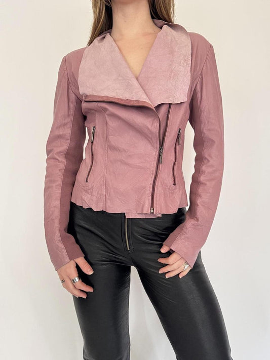 vintage asymmetrical leather moto jacket