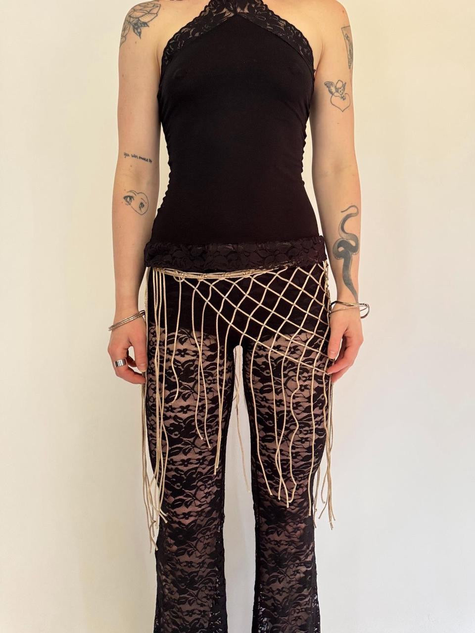 vintage fringe wrap skirt belt