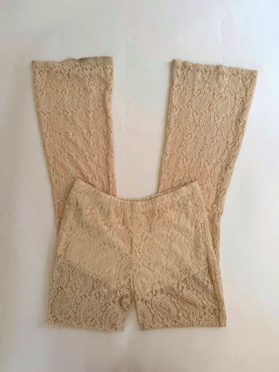 vintage low rise flare lace pants