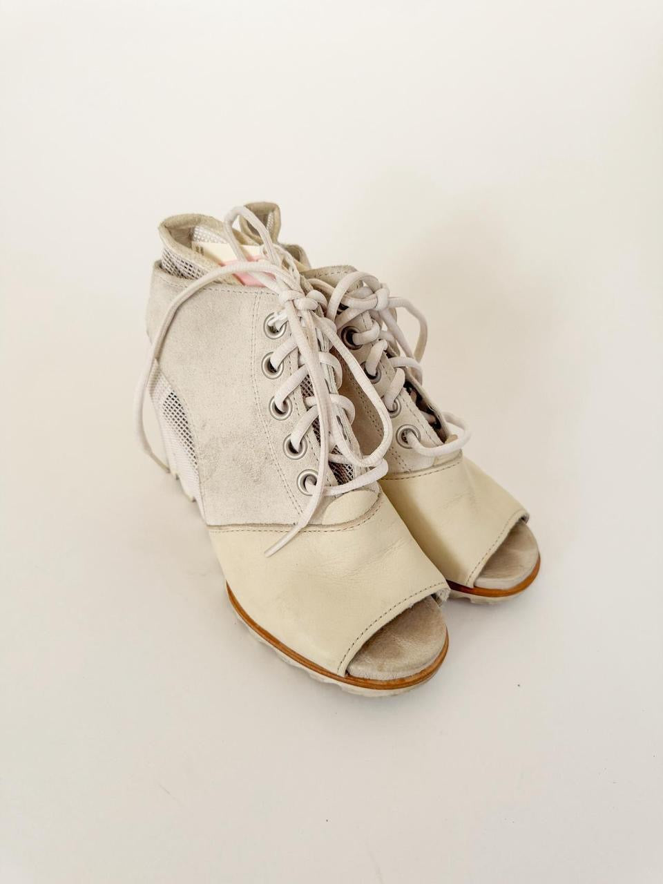 vintage leather wedge boots