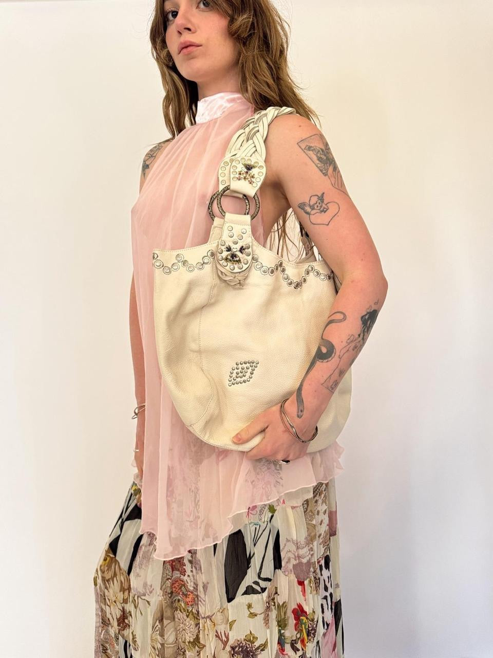 vintage betsey johnson leather tote bag