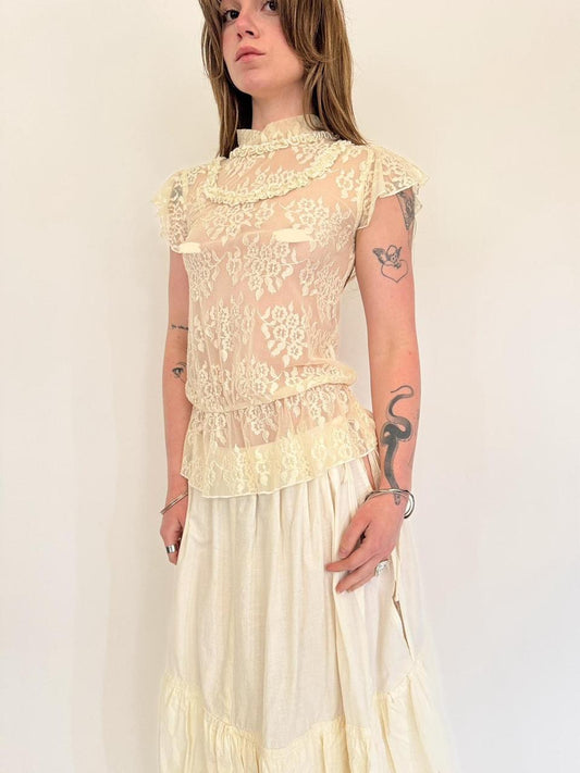 vintage lace sheer blouse
