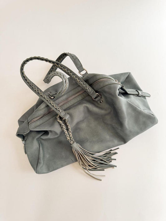 vintage leather slouchy tote bag